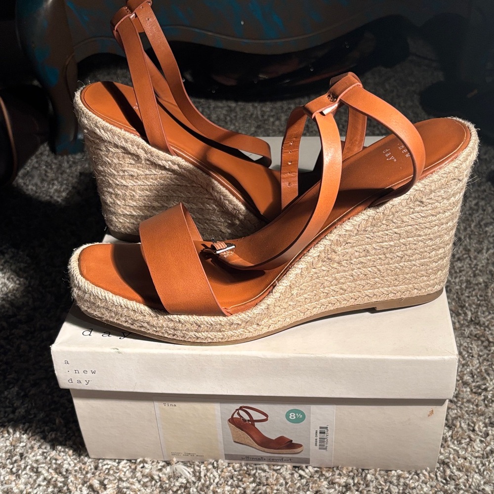 A New Day Tan Wedge Sandals